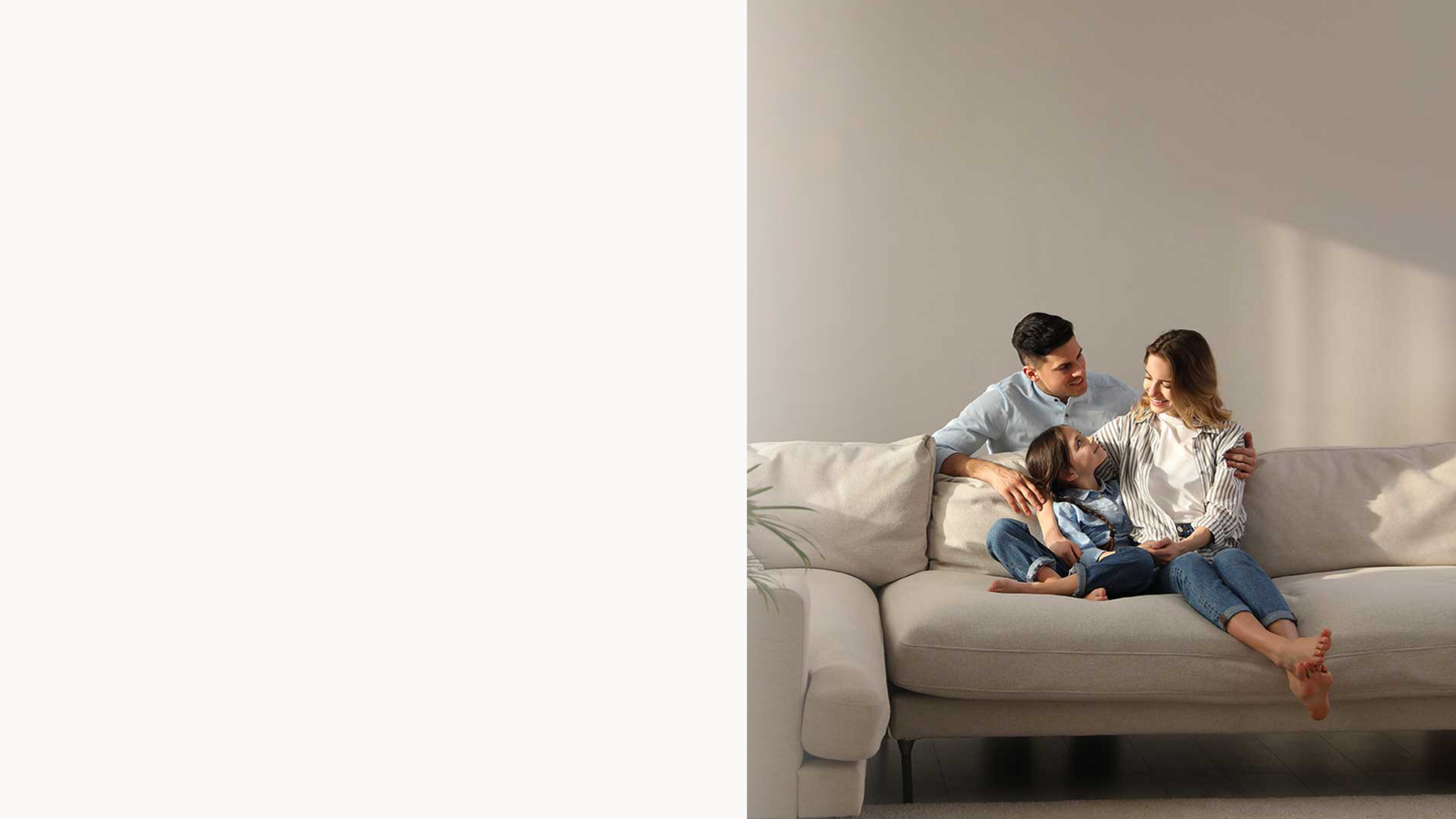 Cleaner gestalteter Wohnraum mit Ledersofa